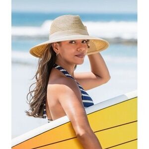 Wallaroo Hat Company Women Sze M/58cm Natural Straw Bali Wide Brim Sun Hat Beach